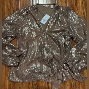 Willow + Root Sequin Wrap Blouse